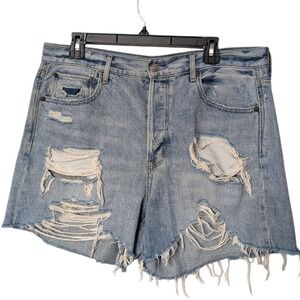 American Eagle 90s Boyfriend Shorts Ripped Thrashed Distressed Denim Womens 14